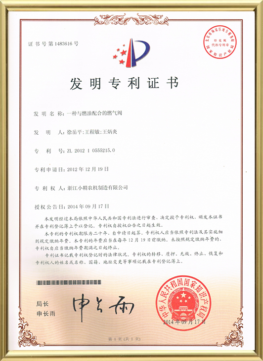 Invention Patent Certificate